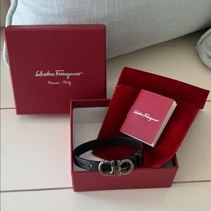 Authentic Salvatore Ferragamo, black leather bracelet.
